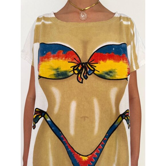90s vintage bikini body graphic novelty funny beach vacation coverup tee shirt - Picture 8 of 10